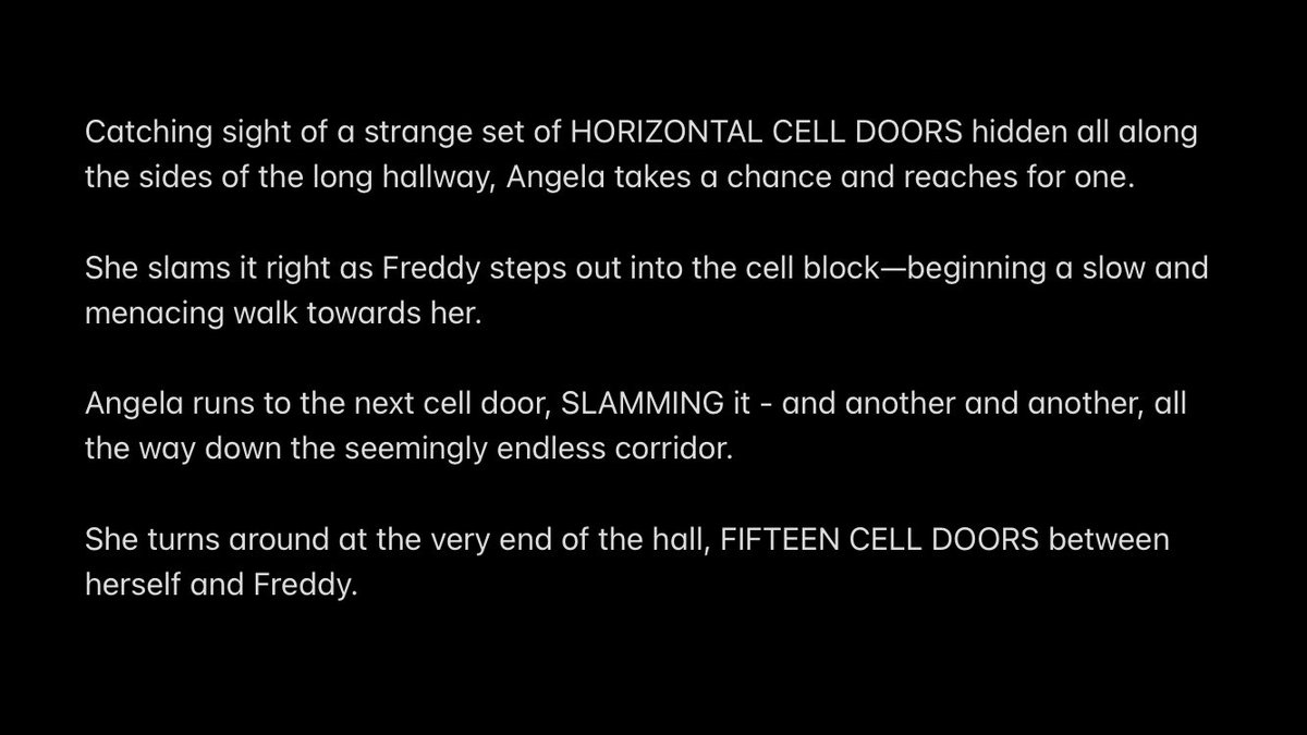 ElmStreet_Pitch's tweet image. Angela is pursued by Freddy in a dreamscape-prison...
#nightmareonelmstreet @_SpectreVision #horrorcomunity #horrorfamily #horrorfam #mutantfam #horror