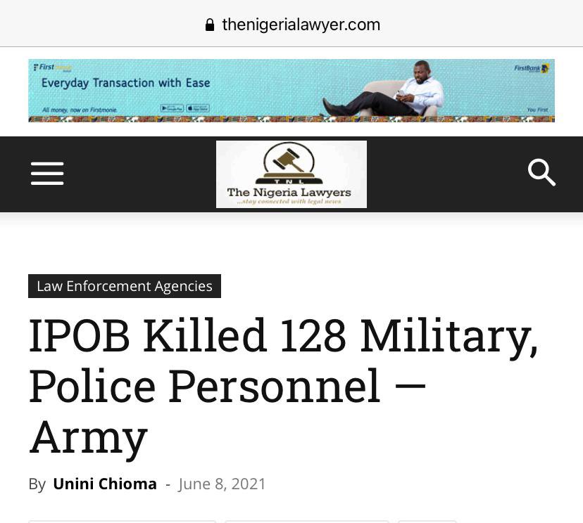MaziNnamdiKanu's tweet photo. It’s pathetic that Nigerian government &amp; its security forces are now spreading the LIE that “IPOB Killed 128 Military, Police Personnel”. This lie is aimed at justifying the GENOCIDE that is currently underway in #SoutheastNigeria. Again, IPOB &amp; ESN are not unknown gunmen. https://t.co/fHX76cRmb9
