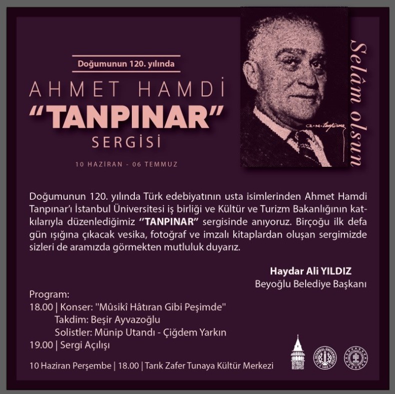 Yarın önemli bir sergi açılışı var📌

Ahmet Hamdi Tanpınar'ın İÜ Türkiyat Enstitüsü'nde bulunan evrakı arasında bulunan belgeler, imzalı kitaplar ve fotoğraflar sanatseverlerin ilgisine sunuluyor.

<a href="/istanbuledutr/">İÜ</a> 
<a href="/BeyogluBld/">Beyoğlu Belediyesi</a> 
<a href="/iuturkiyat/">İ.Ü. Türkiyat Araştırmaları Enstitüsü</a>