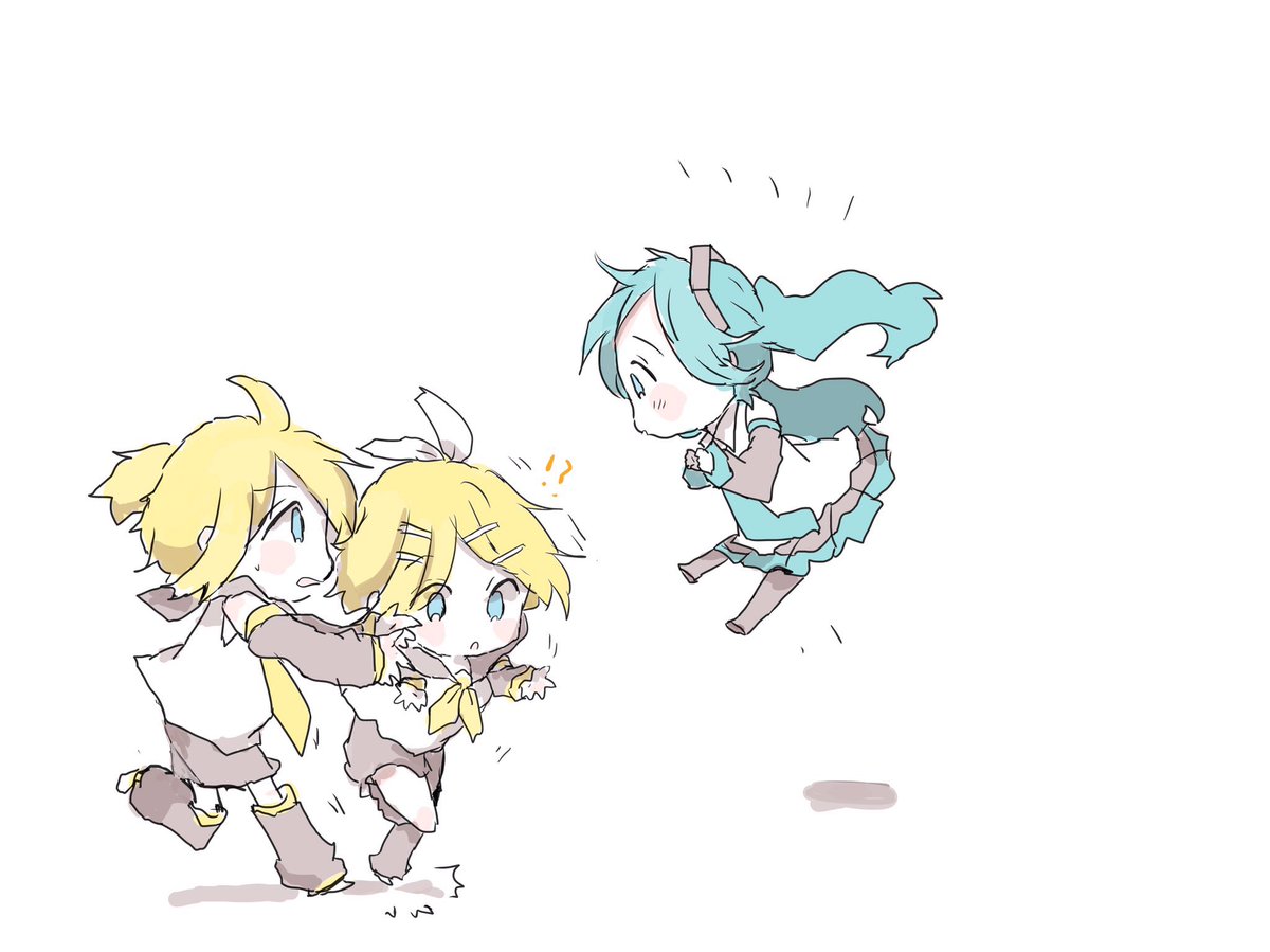 初音ミク ,鏡音レン ,鏡音リン 「ぽんっ! ② 」|sakiのイラスト