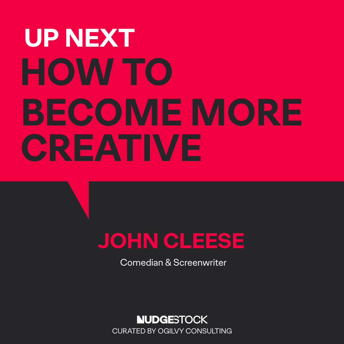 Nudgestock's tweet photo. Witness comedy genius @JohnCleese as he reveals how psychology can make us all more creative. And maybe even a little funnier… Streaming live now on https://t.co/F3w30g1uTv https://t.co/mEoD76jRkr