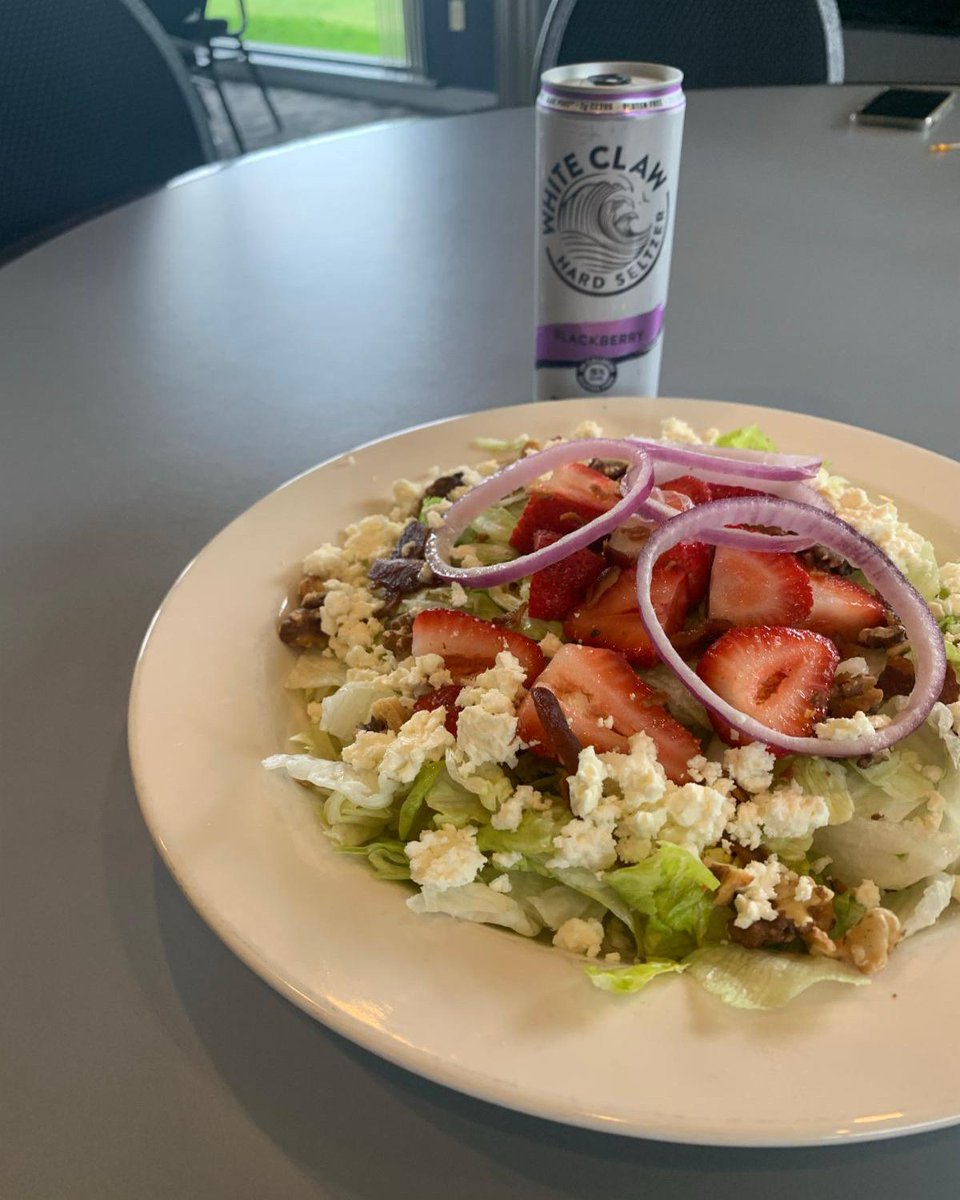 Just one of our delicious specials! This is the strawberry walnut salad! It goes perfectly with a blackberry White Claw!!! The grill is opens at 9am for breakfast, lunch , and dinner !!