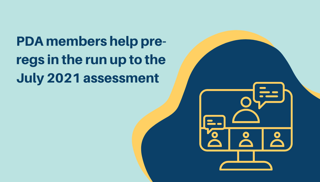 the_pda's tweet photo. Recently, three PDA members were guest speakers at an online PDA event that aimed to help and support over sixty #preregs due to sit the July assessment by sharing their experience of sitting the first online assessment in March 2021. Learn more: https://t.co/UIvpe4n17t https://t.co/oszLEXYptg