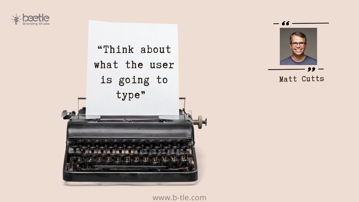 StudioBeetle's tweet photo. “Think about what the user is going to type” – Matt Cutts
#digitalmarketing #onlinemarketing #marketingdigital #google #seo #smo #smm #digitalstrategy #marketingstrategy #digitalmarketingagency #expertquotes #beetlebrandingstudio #beetler @MattCutts
https://t.co/cChednppVf https://t.co/Vc0Q4sopnS