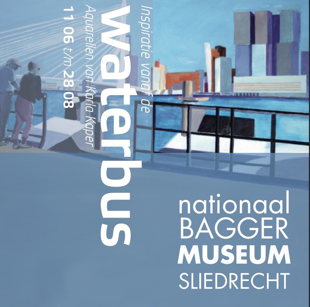 Vanaf dit weekend de hele zomer te zien in het #nationaalbaggermuseum de tentoonstelling Inspiratie vanaf de Waterbus, Aquarellen van #karlakaper . De expositie is zo ingericht zodat de bezoeker meer te weten komt over de baggeractiviteiten langs de #waterbus route.