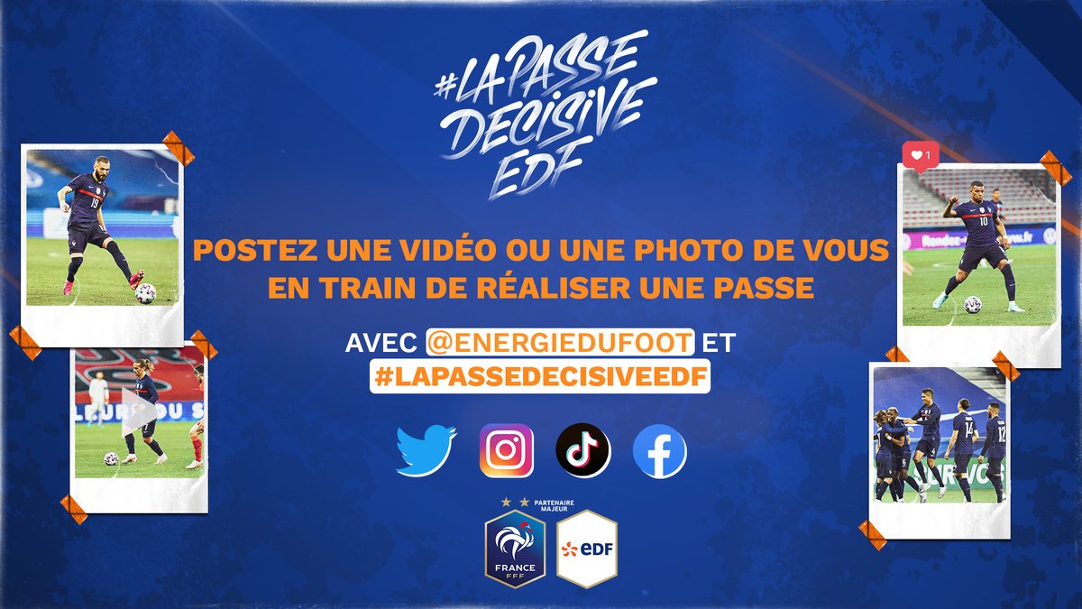 Les Bleus et le sport amateur ont plus que jamais besoin de votre soutien ! Pour faire une passe et déclencher un don de 1€ à la <a href="/fondationsport/">Fondation du Sport Français</a>, vous avez le choix :

📷📹 Postez une photo ou une vidéo de vous en train de faire une passe
💬 Tweetez avec #LaPasseDécisiveEDF