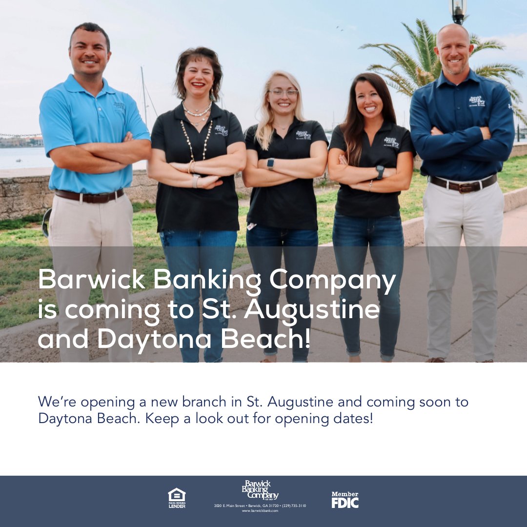 Big News!! #banklocal #bankatbarwick #communitybank #staugustine #DaytonaBeach