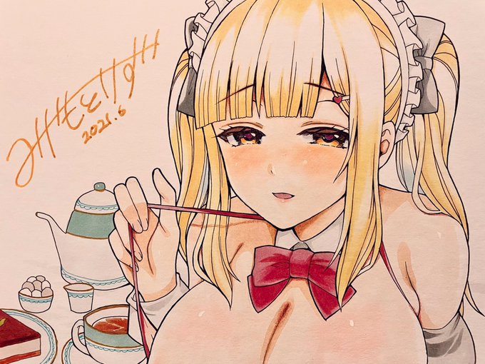 コミッションで色紙を描きました。拙作「ご奉仕♡駄メイド」のメイドちゃんこと里美! 