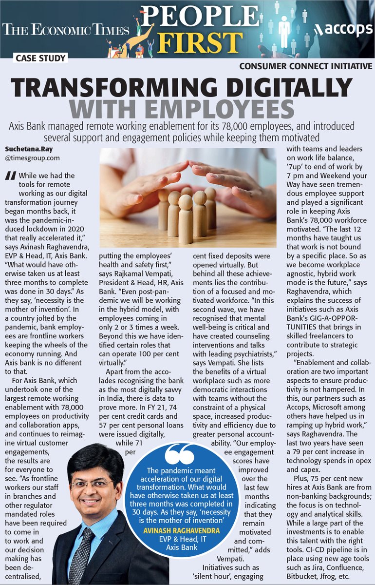 Axis Bank managed remote working enablement for its 78000 employees, and introduced several support and engagement policies while keeping them motivated. 
<a href="/RajkamalVempati/">Rajkamal</a> <a href="/AxisBank/">Axis Bank</a> <a href="/accopsinc/">Accops</a> <a href="/MicrosoftIndia/">Microsoft India and South Asia</a> <a href="/suchetanaray/">Suchetana Ray</a>