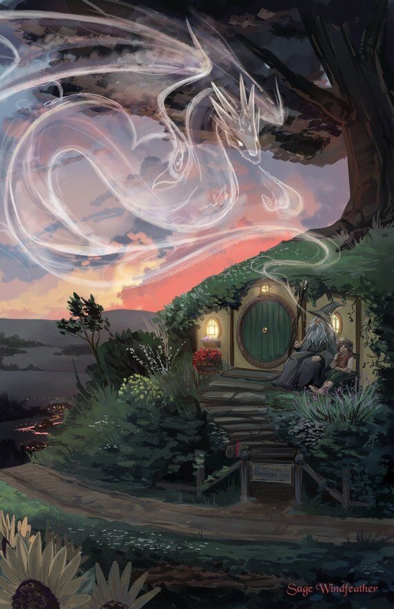 Bilbo: ¡No, Gracias! No más visitas, ni admiradores, ni parientes
lejanos.
Gandalf: ¿Ni tampoco viejos amigos?
Bilbo: ¿Gandalf?
Gandalf: Bilbo Bolsón...
Bilbo: ¡Mi querido Gandalf! Qué alegría volver a verte.

Por SageWindfeather