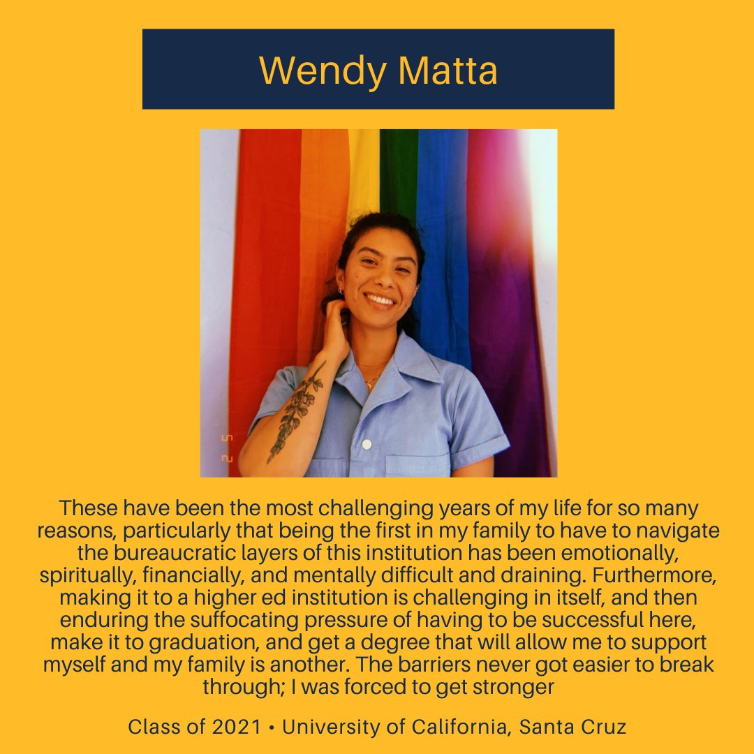 FirstGenUCSC's tweet photo. FGI presents Wendy as our next #firstgen grad! Here is what Wendy had to say when asked: "What does it mean to you to be graduating as a first-generation college student?" 
#UCFirstGen #ucsc https://t.co/LMHrpK3U5Q
