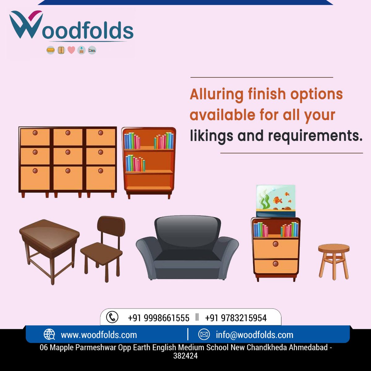 'Alluring finish options available for all your likings and requirements'
#Woodfodls #Crafted #with #excellence #homefurniture #officefurniture #homedecor #modularkitchen #interior #decor #Furniture #ModernInteriors #ComfortableFurniture #Aesthetics #Sophistication #woodwork