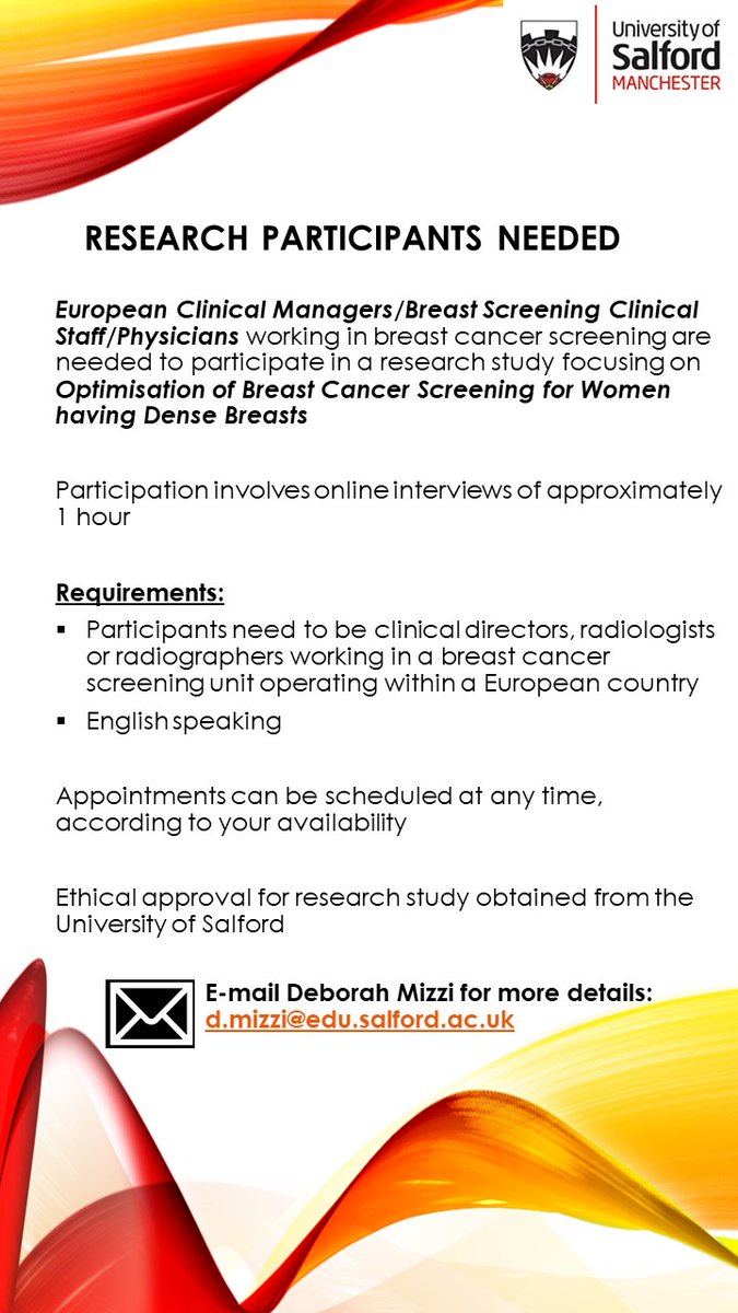 Deborah Mizzi (@mizzideborah) on Twitter photo Interested in taking part in a #researchstudy on Optimisation of #BreastCancerScreening for Women with #DenseBreasts? If you are a clinical manager, breast radiologists or radiographer working in #BreastScreening please read the info below <a href="/mercer_claire/">Dr Claire Mercer</a> <a href="/ClareAllely/">Clare Allely</a> <a href="/p_peterhogg/">peter hogg</a> Interested in taking part in a #researchstudy on Optimisation of #BreastCancerScreening for Women with #DenseBreasts? If you are a clinical manager, breast radiologists or radiographer working in #BreastScreening please read the info below <a href="/mercer_claire/">Dr Claire Mercer</a> <a href="/ClareAllely/">Clare Allely</a> <a href="/p_peterhogg/">peter hogg</a>