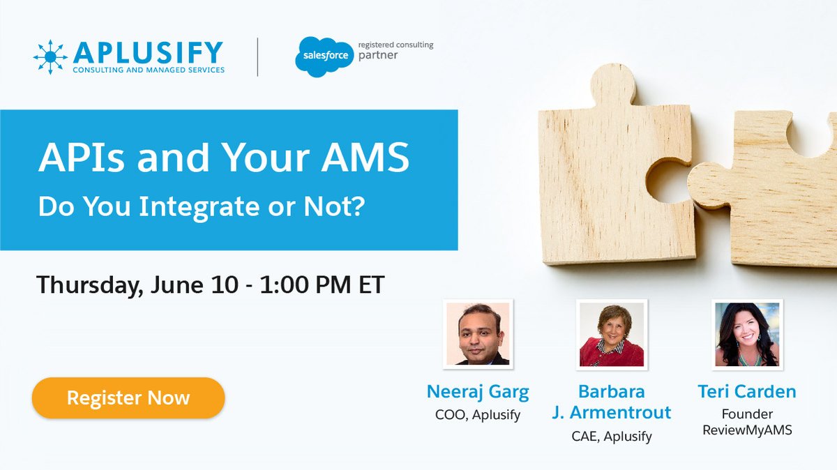aplusifyllc's tweet image. Assessing the data points while planning for #SalesforceAPI integration is essential.
Join our webinar - “APIs and your AMS - Do you integrate or not” on June 10 to learn how to visualize the #APIintegration process & make it seamless.
Register here:
rb.gy/ufsxl9