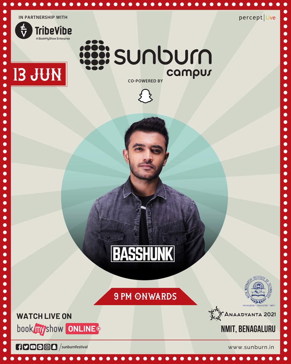 TribeVibeLive's tweet photo. (Continue..)

Register Now: https://t.co/8OhlUImNxf
RSVP: https://t.co/TilElPpkPh

@Snapchat

#SunburnFestival #Snapchat #BookMyShow #PerceptEMC #Anaadyanta2k21 #NMIT #Benagaluru #NMITBenagaluru #NitteMeenakshiInstituteOfTechnology #NitteMeenakshiInstituteOfTechnologyBenagaluru https://t.co/PhqCY4FqID