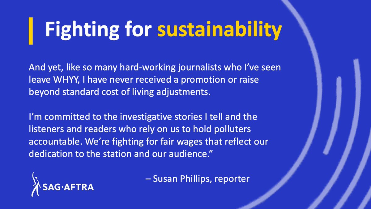 📅 Another Wednesday, another bargaining session.

We’re fighting for some of @WHYY’s longest-serving staff — whose salaries have barely changed in the many years they’re been here.

Current worker testimonies show why ↓

#WeMakeWHYY