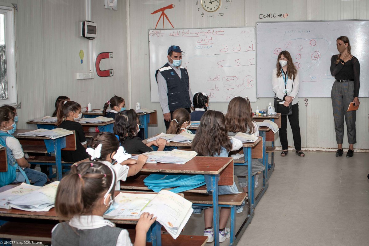 UNICEFiraq's tweet photo. With support from #NL,@UNICEFiraq is working to ensure children in Kiberto camp #Dohuk have access to quality education and child protection services.@NLinIQ met with social workers in the camp and visited the school to discuss creative solutions to education gaps due to Covid-19 https://t.co/TVXjBJCQaZ