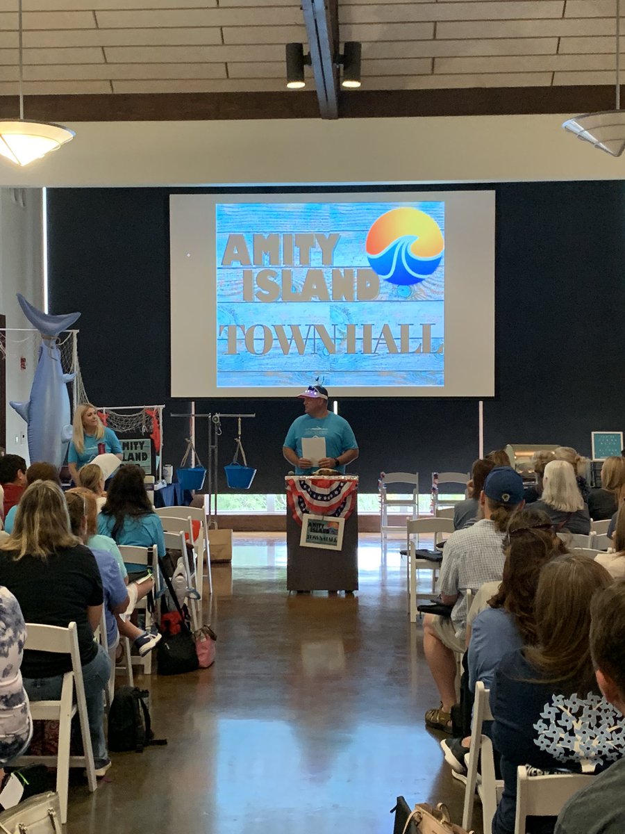 mrhooker's tweet photo. Superintendent of @chinaspringisd kicking off the day for #jawsfest #destinationPD with our Amity Island Town hall. https://t.co/DiYy7vjkmz