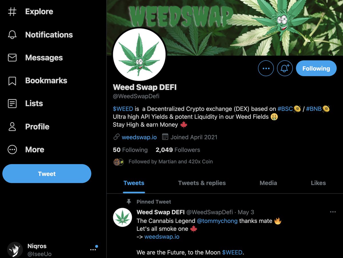IseeUo's tweet photo. @WeedSwapDefi https://t.co/PwMFRtne8L