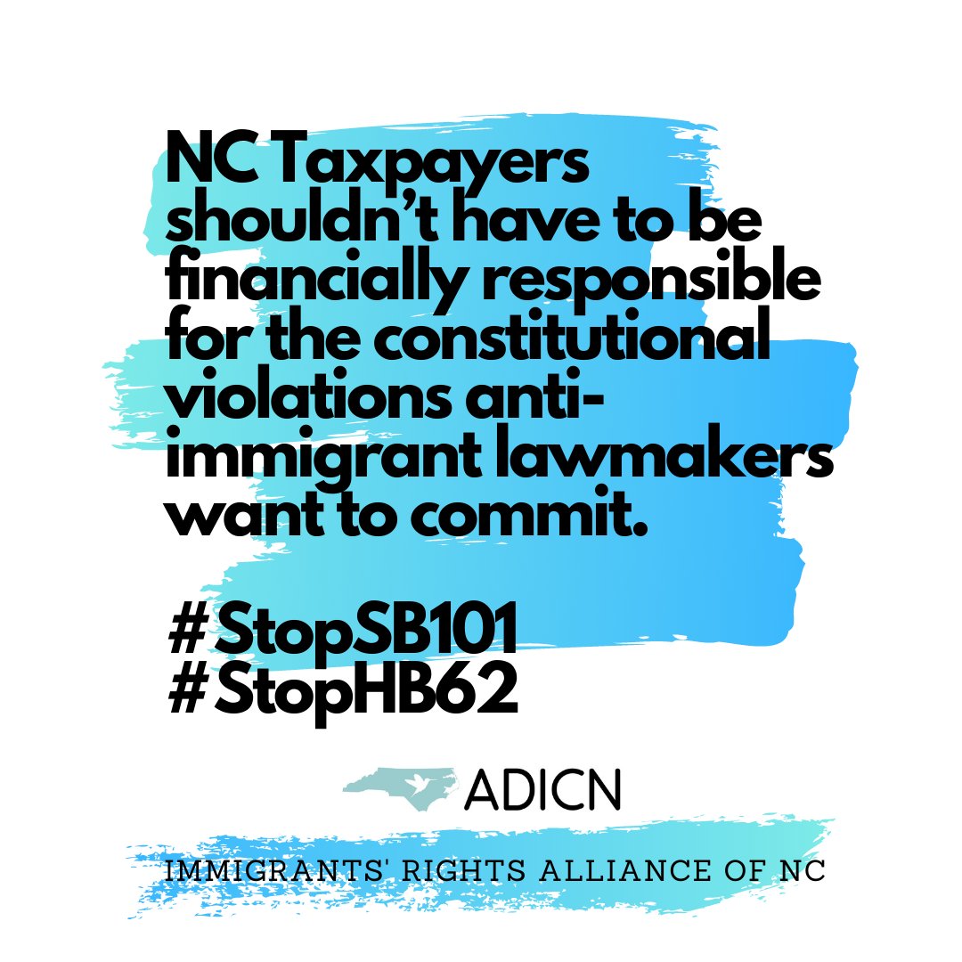 #STOPSB101 #STOPHB62: taxpayers should not have to foot the bill of the costly lawsuits that may await our local cities if we help ICE detain people and violate their constitutional rights #ICEFreeNC