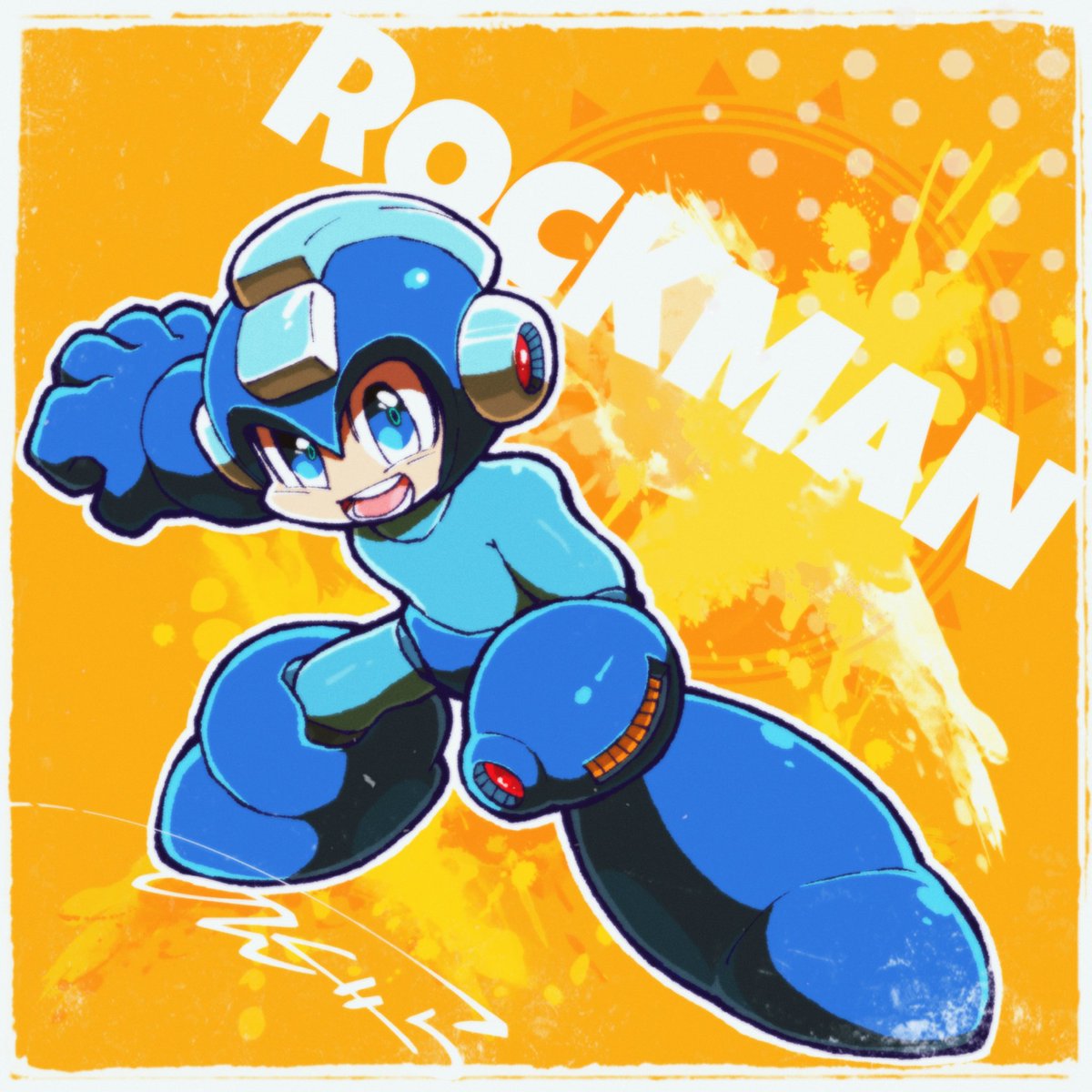 ロックマン(キャラクター) 「ろっくまん! 」|のんぐらのイラスト