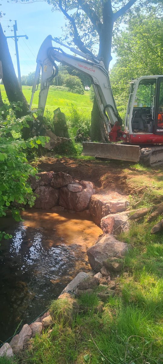 EcoVigour's tweet photo. Stabilisation and reinforcement of the riverbank at the end of a client's garden. https://t.co/dBR8fy2fX0
