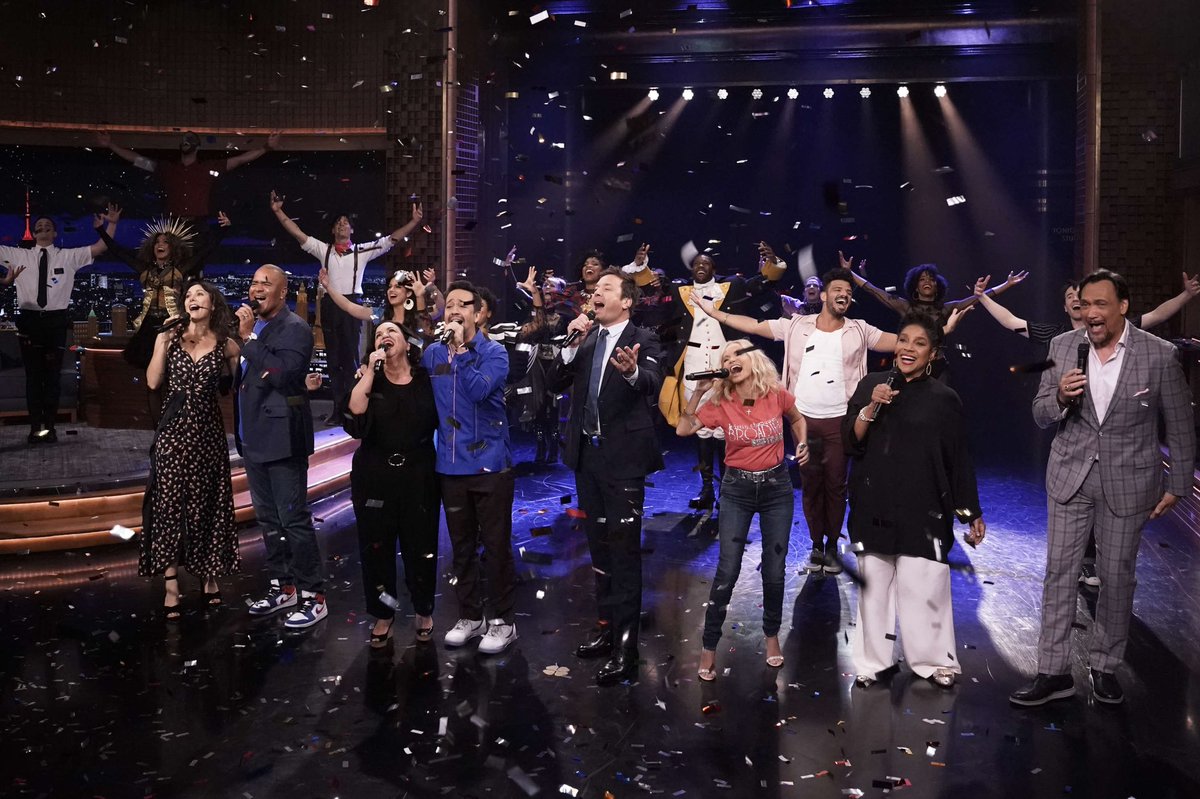 Jimmy Fallon (@jimmyfallon) on Twitter photo And special shout out to Broadway superstars @LauraBenanti, Jimmy Smits, <a href="/KChenoweth/">Kristin Chenoweth</a>, <a href="/PhyliciaRashad/">Phylicia Rashad</a>, <a href="/TheOlgaMerediz/">Olga Merediz</a>, & <a href="/ChrisisSingin/">Christopher Jackson</a> for making an appearance last night!!! When there’s confetti, there’s a party!#BroadwayisBack And special shout out to Broadway superstars @LauraBenanti, Jimmy Smits, <a href="/KChenoweth/">Kristin Chenoweth</a>, <a href="/PhyliciaRashad/">Phylicia Rashad</a>, <a href="/TheOlgaMerediz/">Olga Merediz</a>, & <a href="/ChrisisSingin/">Christopher Jackson</a> for making an appearance last night!!! When there’s confetti, there’s a party!#BroadwayisBack
