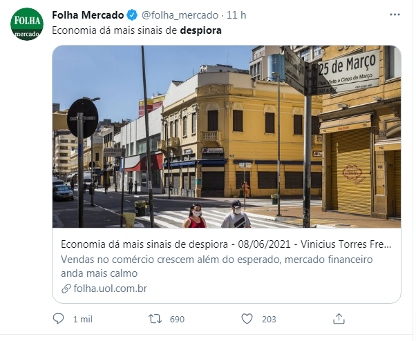 MilGrauNews's tweet photo. Folha de São Paulo se recusa a ver sinais de melhora da economia do Brasil e usa “despiora” como termo para classificar os resultados bons de Paulo Guedes https://t.co/kXViO2sFt5 https://t.co/XAW6SuNizJ