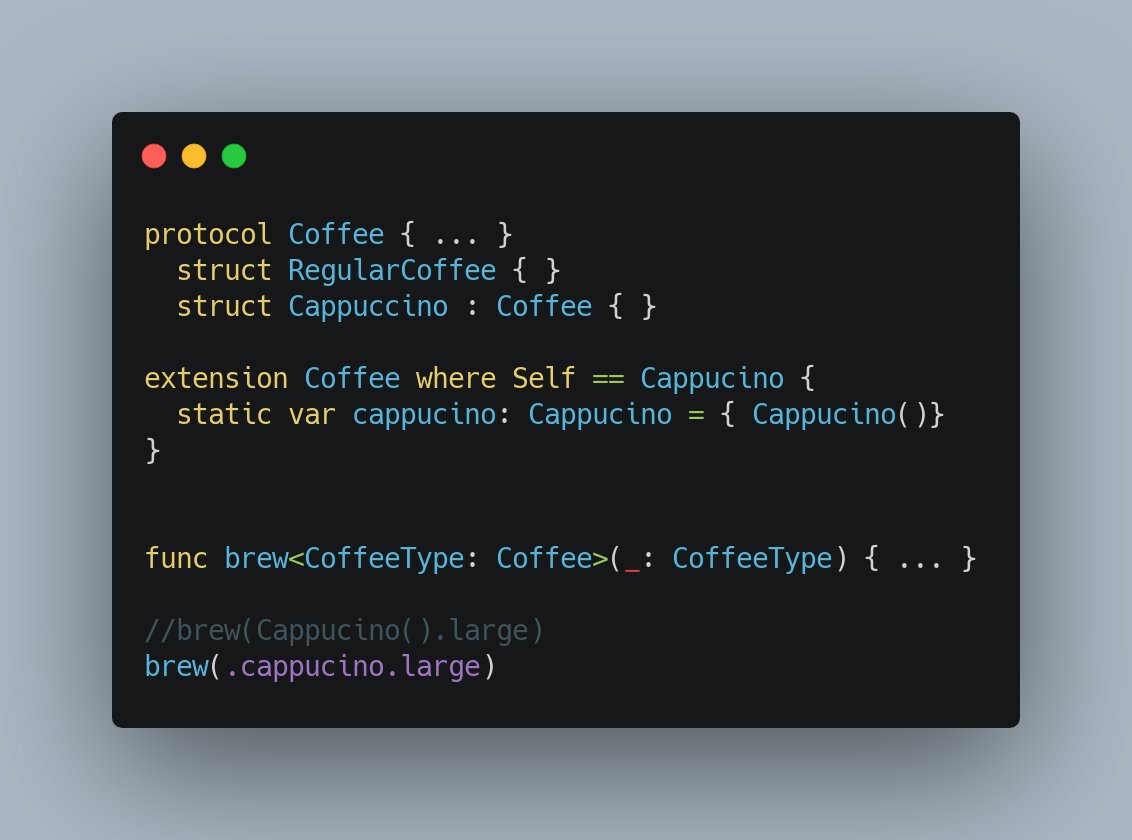 iosDev_ramit's tweet image. Improved #typeInference with static properties in generic contexts including property references.