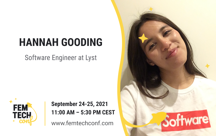 FemTechConf π©πΎβπ»π©βπ»π©π½βπ»π (@femtechconf) on Twitter photo Excited to welcome amazing <a href="/hannahwsgooding/">Hannah Gooding π©βπ» (she/her)</a> to #FemTechConf
Fullstack software engineer <a href="/lyst/">LYST</a>, technical writer+ mentor. She career-switched from fashion to coding, but found a way to combine her love for fashion+ tech by joining Lyst
Join: femtechconf.com
#womenintech Excited to welcome amazing <a href="/hannahwsgooding/">Hannah Gooding π©βπ» (she/her)</a> to #FemTechConf
Fullstack software engineer <a href="/lyst/">LYST</a>, technical writer+ mentor. She career-switched from fashion to coding, but found a way to combine her love for fashion+ tech by joining Lyst
Join: femtechconf.com
#womenintech