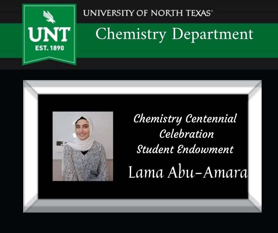 UNTChemistry's tweet photo. We are pleased to announce our 2021-2022 Chemistry Scholarship Graduate Awardees, part 2! Congrats to Lama Abu-Amara, Adaeze Osonkie, & Precious Chukwunenye!
#Chemistry #UNTCOS #Scholarships2021 #untchemhonorsday https://t.co/CuF1jtbqjX