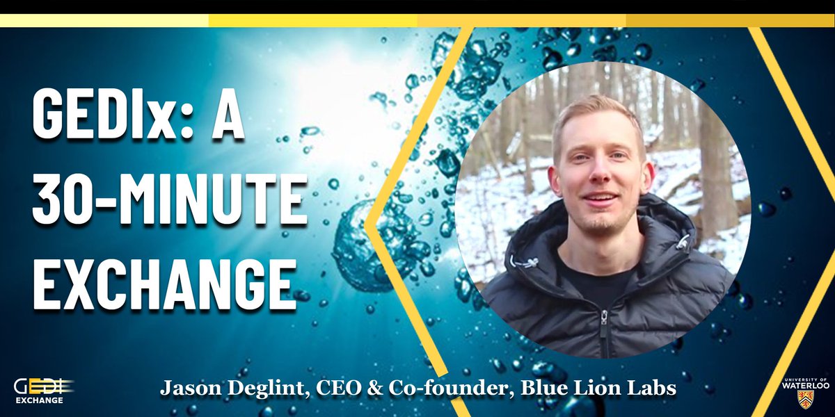 Meet Jason Deglint! Jason is the Co-founder &amp; CEO of @BlueLionLabs. Come watch Jason discuss #water quality, #AI, and making our #summers happier &amp; healthier.  June 15 at 1:00pm. More info: bit.ly/3inLSAp
#ecosystem #sustainablity #environment #webinar #uwaterloo #GEDIx