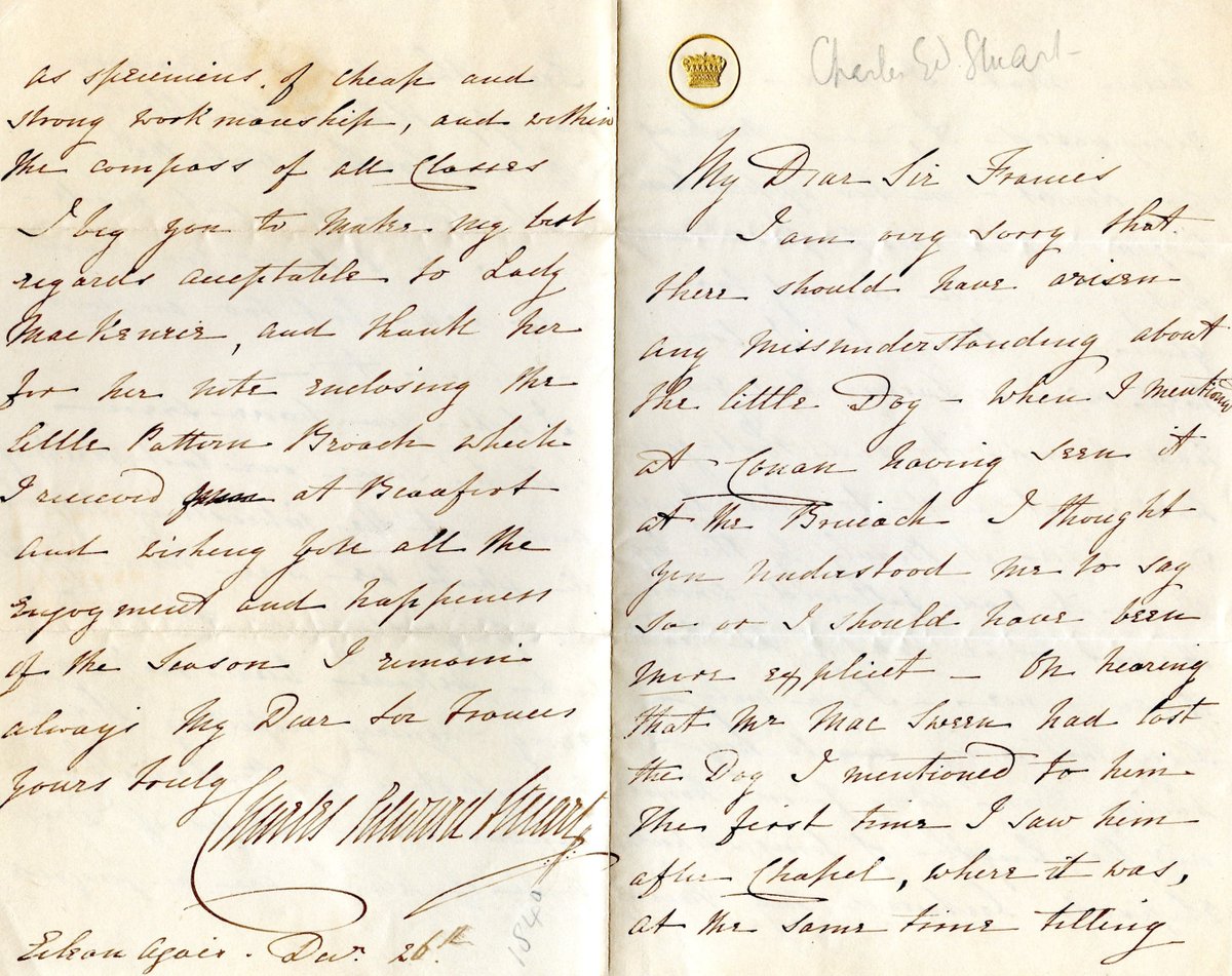 We have a letter from the infamous Sobieski Stuarts who claimed to be direct heirs of Bonnie Prince Charlie in the C19th. Their claim has always been disputed and their book on Clan tartan patterns considered dubious. #IAD2021 #SomethingScottish #IAW2021 <a href="/ARAScot/">ARA Scotland</a>