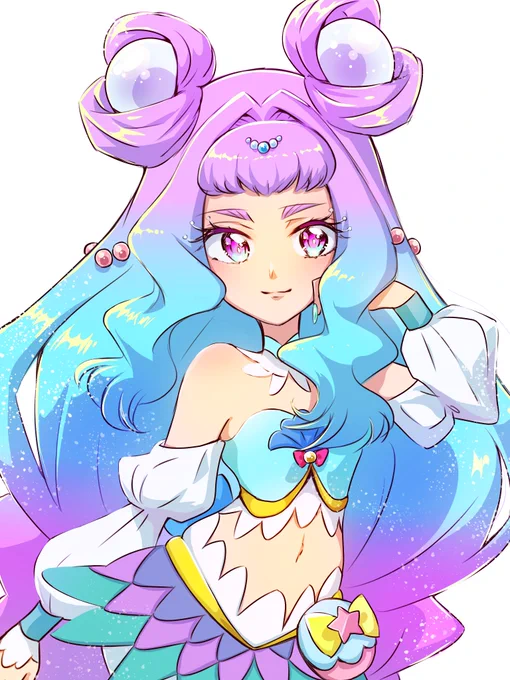 キュアラメールを描いてみました!涼やかな配色で、真珠がたくさん付いていて可愛い✨動くのが楽しみ…!!! 