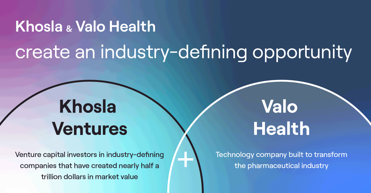 ValoHealth's tweet photo. We’re excited to announce that Valo Health has entered into a definitive merger agreement with Khosla Ventures Acquisition Co. We look forward to this incredible partnership and our continued growth https://t.co/UOH8YSeFEb https://t.co/248PdrNSq3