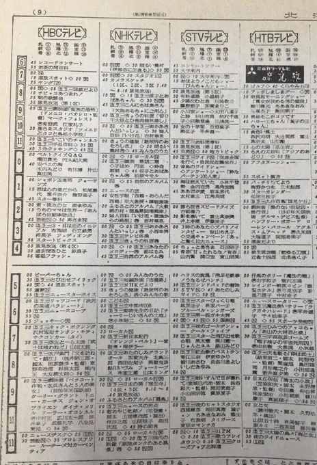 特にネタがない時は、昔のラテ欄を載せようということで、1969年ある月曜日の北海道。 