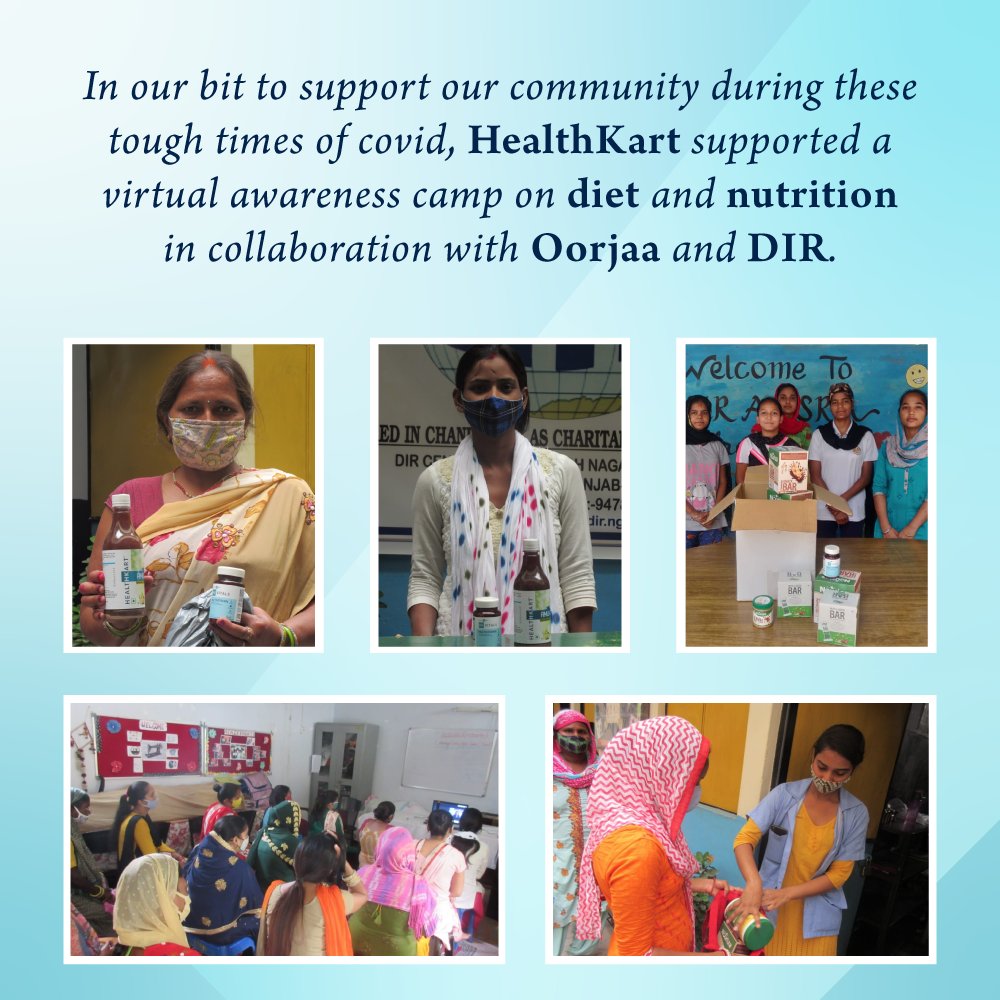 We collaborated with <a href="/Oorjaa_org/">Oorjaa</a> &amp; <a href="/dirdotngo/">dir.ngo</a> for a day-long virtual health and nutrition awareness camp. We supported the campaign by distributing health essentials, like health foods, juices &amp; multivitamins. Our nutritionists also helped in educating them on healthier lifestyle