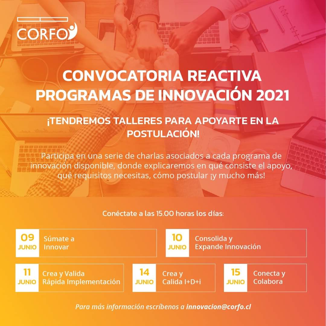 sumaklatam's tweet photo. @Corfo tiene la siguiente información
❗ Ya está abierta la nueva convocatoria de nuestros programas de #innovación ¿Cómo postular? ¿Cuáles son los requisitos? Despeja todas tus dudas en los talleres especiales. Inscríbete en https://t.co/5KCRR1eAd0

#corfo #financiamiento https://t.co/TRyS3Zeu0o