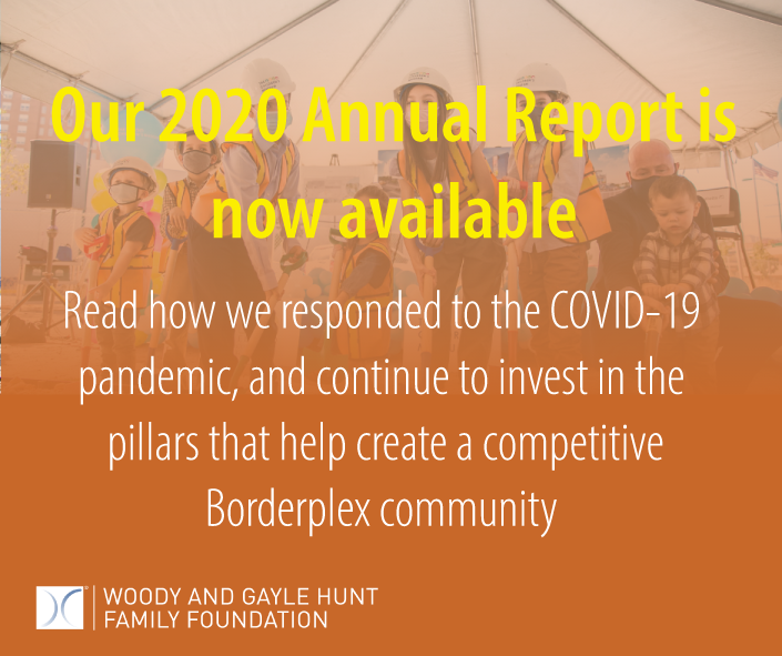 HuntFamilyFdn's tweet photo. We are excited to release our 2020 Annual Report. Last year, we invested over $8 million in grants and commitments to support the Borderplex region, and respond to the #COVID19 pandemic.
You can read the report and learn about our grantees at https://t.co/BOkY3z0phH. #HuntGiving https://t.co/3a4jShIhfh