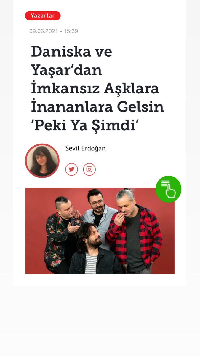 Yaşar ve Daniska’dan İmkansız Aşklara İnananlara Gelsin ‘Peki Ya Şimdi’ <a href="/nurbanuanter/">Nurbanu Anter</a> <a href="/DaniskaOfficial/">Daniska</a> 
hurriyet.com.tr/mahmure/yazarl…