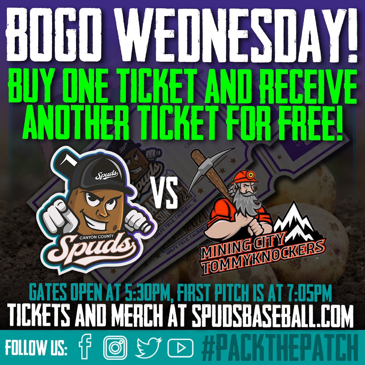 spudsbaseball's tweet photo. Great Date Night tonight at Wolfe Field… tickets at the door, first pitch is 7:05, gates open at 5:30. https://t.co/ANz5TZUFdt