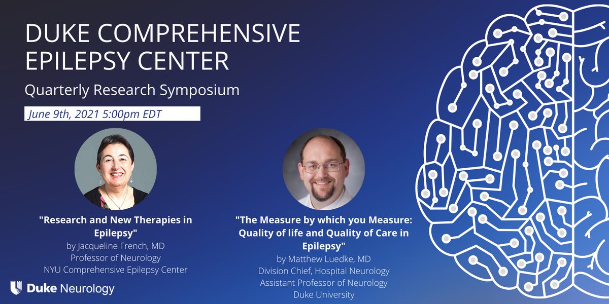 Aatif M Husain (@draatifhusain) on Twitter photo #DukeEpilepsy will host the Quarterly Research Symposium TODAY at 5 pm Eastern! Dr Jackie French from NYU and our own <a href="/luedke_md/">Matt Luedke, MD, FACNS</a> presenting. Free registration! bit.ly/2TSp95s <a href="/Duke_Neurology/">Duke Neurology</a> <a href="/Dukeneurosurg/">Duke Neurosurgery</a> #DukeEpilepsy will host the Quarterly Research Symposium TODAY at 5 pm Eastern! Dr Jackie French from NYU and our own <a href="/luedke_md/">Matt Luedke, MD, FACNS</a> presenting. Free registration! bit.ly/2TSp95s <a href="/Duke_Neurology/">Duke Neurology</a> <a href="/Dukeneurosurg/">Duke Neurosurgery</a>