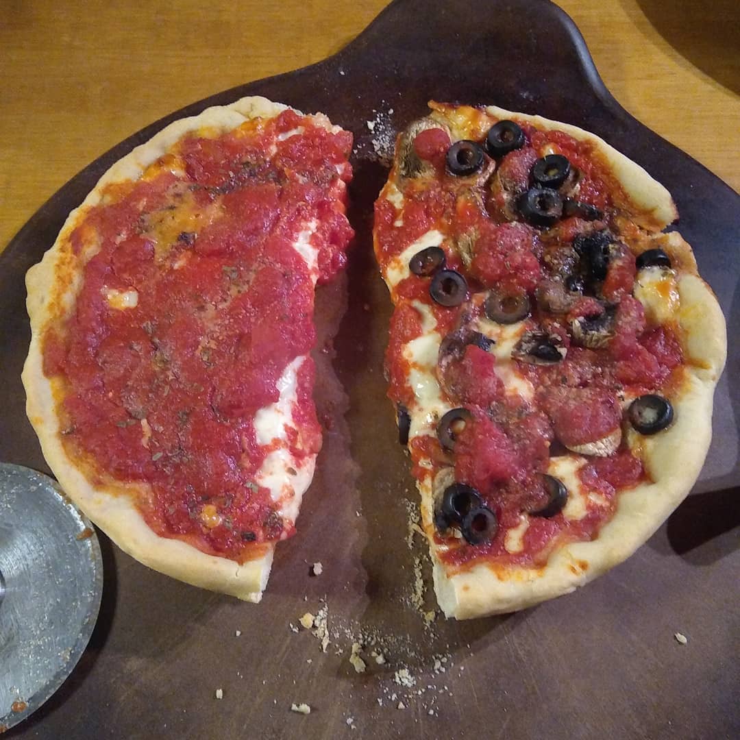 Homemade Chicago Style Deep Dish pizza in the hills of East Tennessee. It was delicious if you're curious. :) #chicagostyledeepdish #tennessee #homemade #diy #pizza