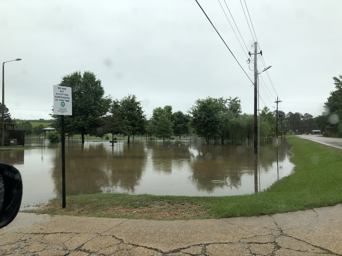 OxfordPolice's tweet photo. Some flooding at the dog park off McElroy. https://t.co/EBttg5PtrH