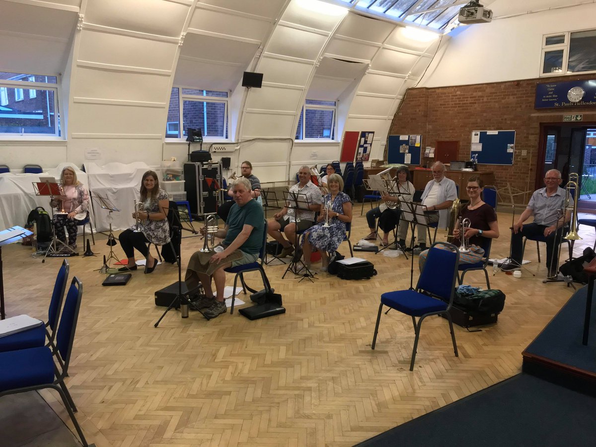 Fantastic to be back at rehearsals yesterday evening 🎶 in our temporary new venue of St Paul's Church, Hellesdon. Great to play some new music too 🎺