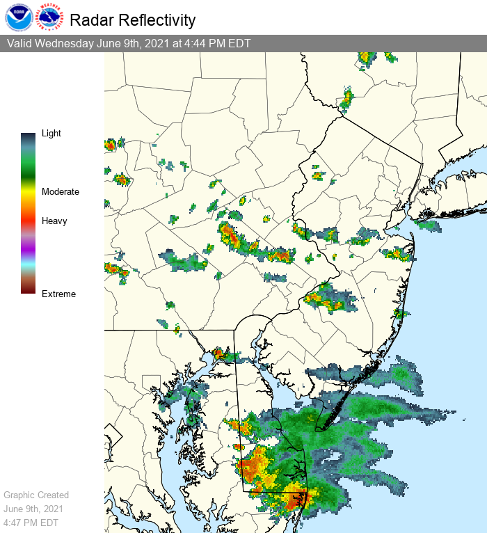 NWS_MountHolly's tweet photo. A look at current radar; scattered storms are present across the area. Most are sub-severe, but we have had two incidents today of individuals struck by lightning. This underscores the importance of seeking shelter *any* time a storm threatens your area. #NJwx #PAwx #DEwx #MDwx https://t.co/WkjmMWQ0VR