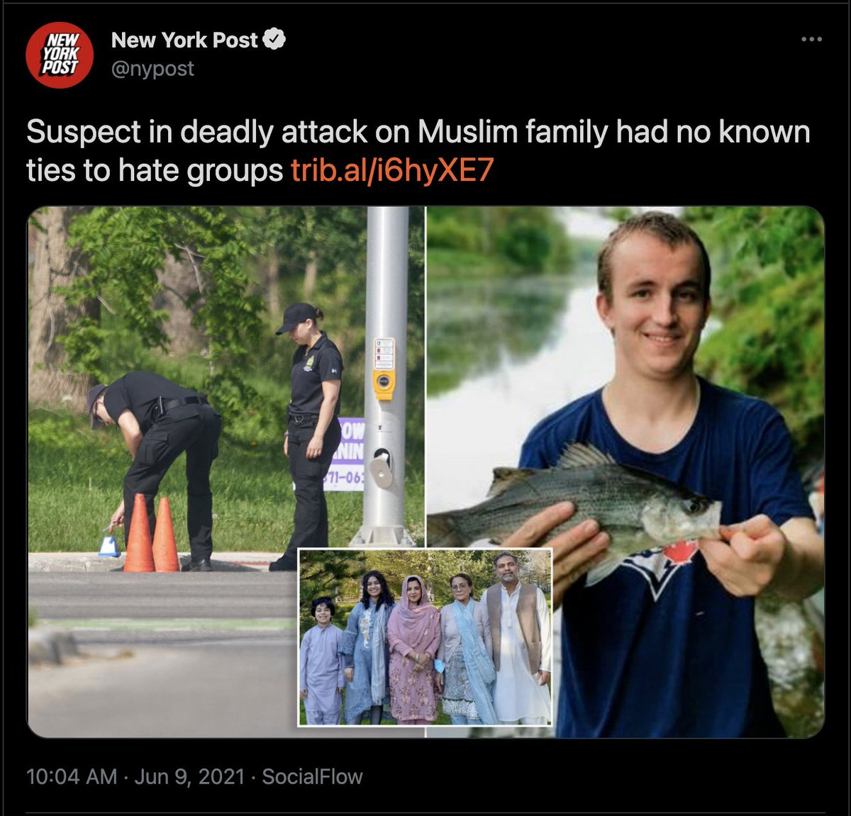 JPHilllllll's tweet photo. When a Black man is murdered by the police vs. when a white man murders a Muslim family. https://t.co/2YL68eaRFO
