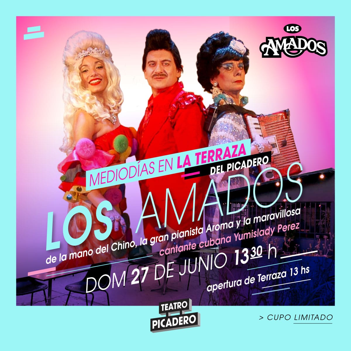 actantes's tweet photo. #LosAmados 
@LosAmados1

✔Nueva fecha Domingo 27/06 en @TeatroPicadero
✔Entradas en venta en @plateanet

#MediodiasEnLaTerrazaDelPicadero

#losamados #trioromantico #chinoamado #aroma #yumisladyperez #terrazadelpicadero #showalmediodia #showalairelibre #showenvivo https://t.co/puKcaW6MaH