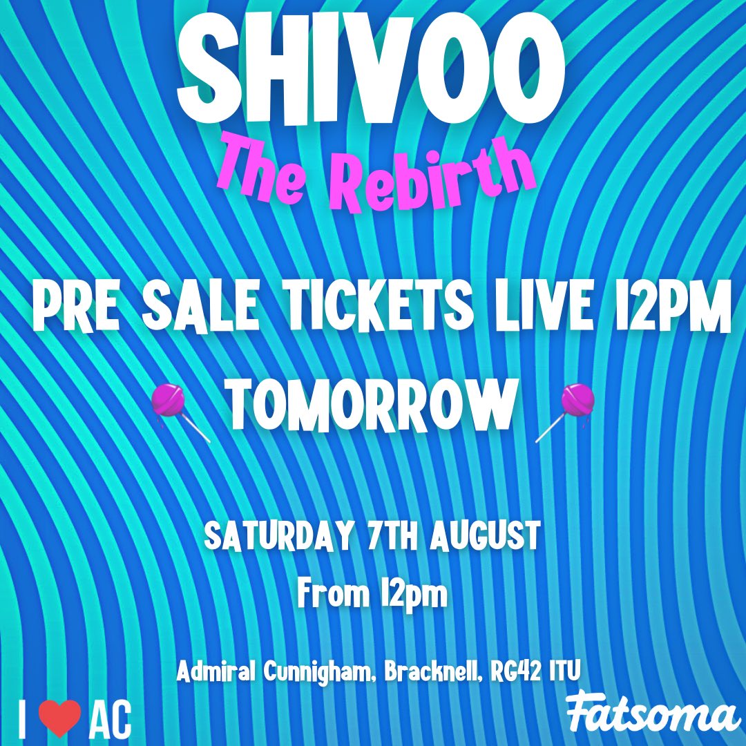 ShivooUK's tweet photo. Pre-sale tickets going live at 12pm tomorrow morning!🎫
⠀
Those of you who signed up with their emails will receive first dibs on tables for the first Shivoo event📍 https://t.co/BE07BQjygE