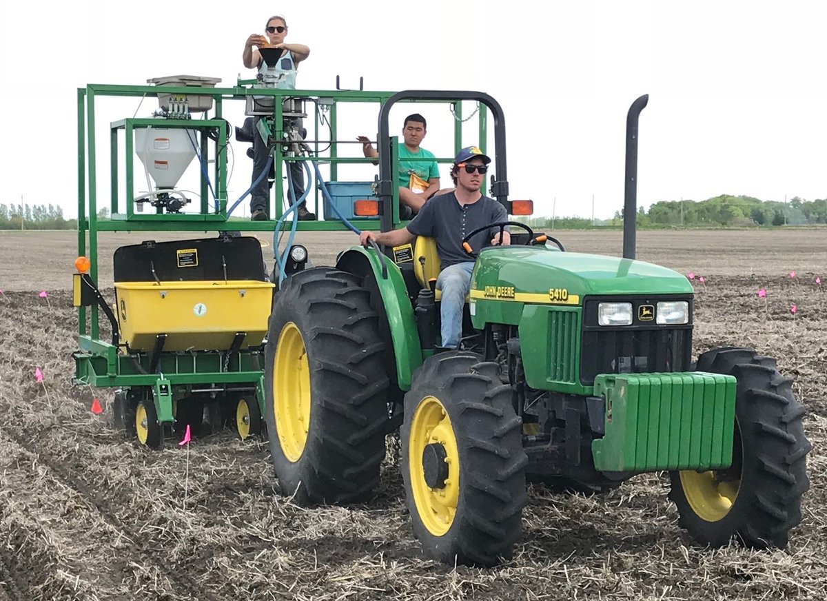 To be clear, this fundraiser will support field research at the U of M Carman Research Station, not me &amp; Alvin in our old age. 🤓 This new facility will help the Station to keep equipment in great shape, including the old JD 1010 (not me) &amp; the relatively new plot planter below.